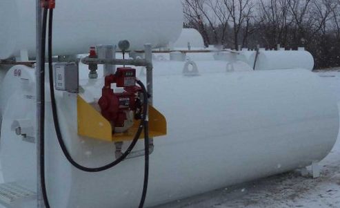 Storage tank in winter